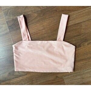 Forever 21 Peach Sleeveless Croptop Cami Large‎ Stretch Bodycon Cropped Tank Top